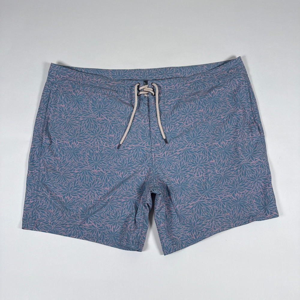 Faherty Board Shorts‎ Mens 42 Blue Floral Stretch Swim Trunks Coastal Beach